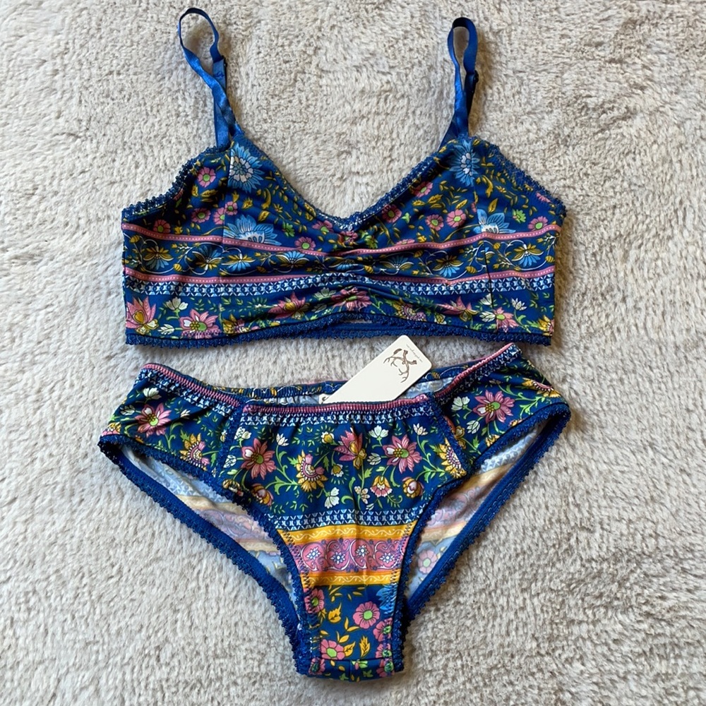 Spell | Folk Town Navy Bralette & Bloomers | L